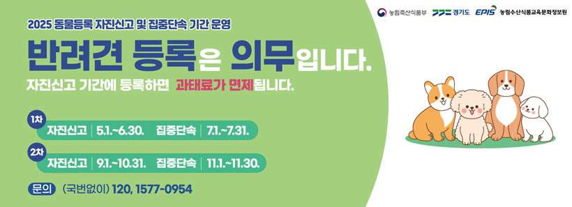 1, 2025 동물등록 자진신고 및 집중단속 기간 운영